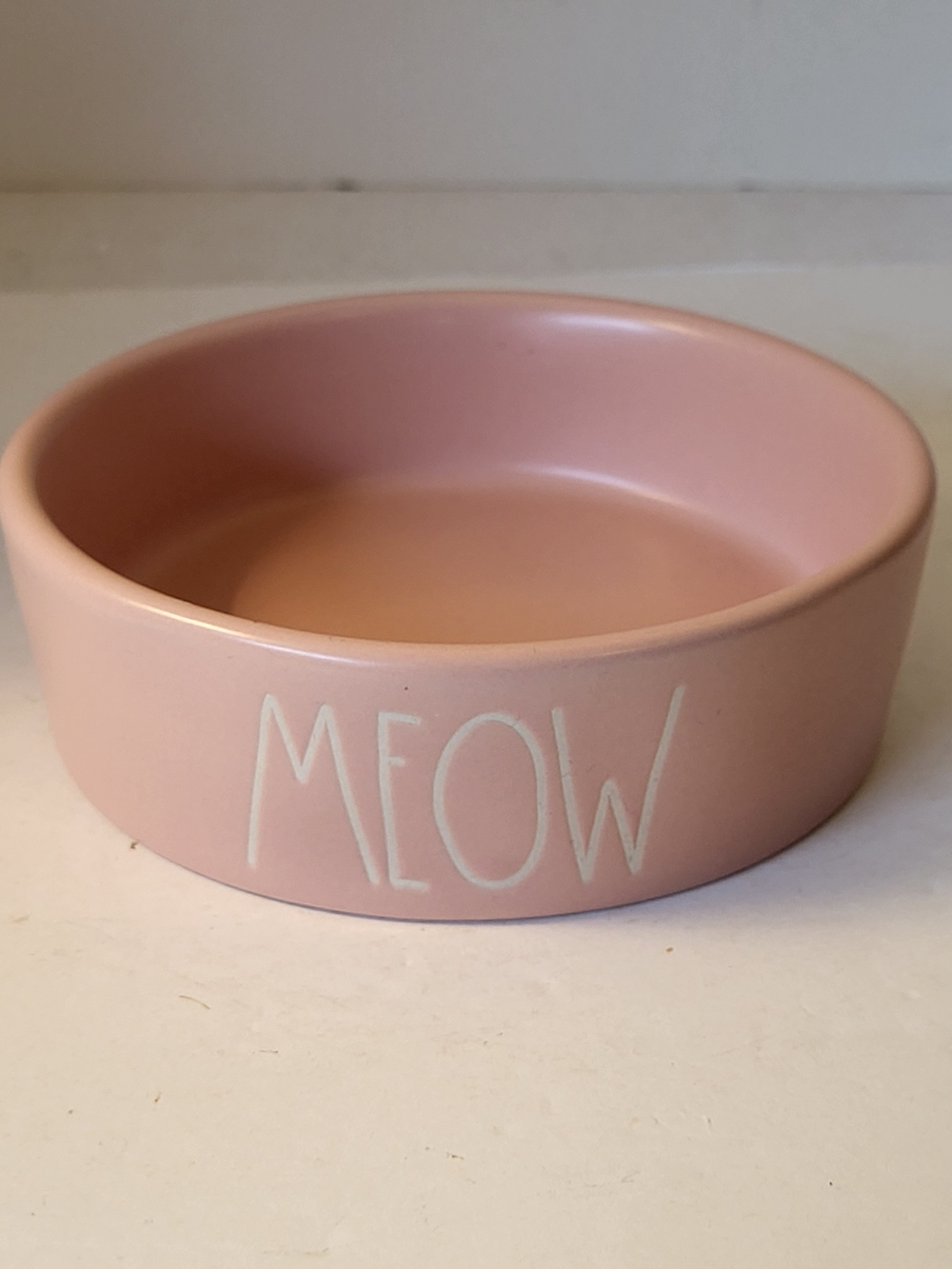 Rae Dunn Pink 'MEOW' Ceramic Cat Bowl - Pet Feeding Dish